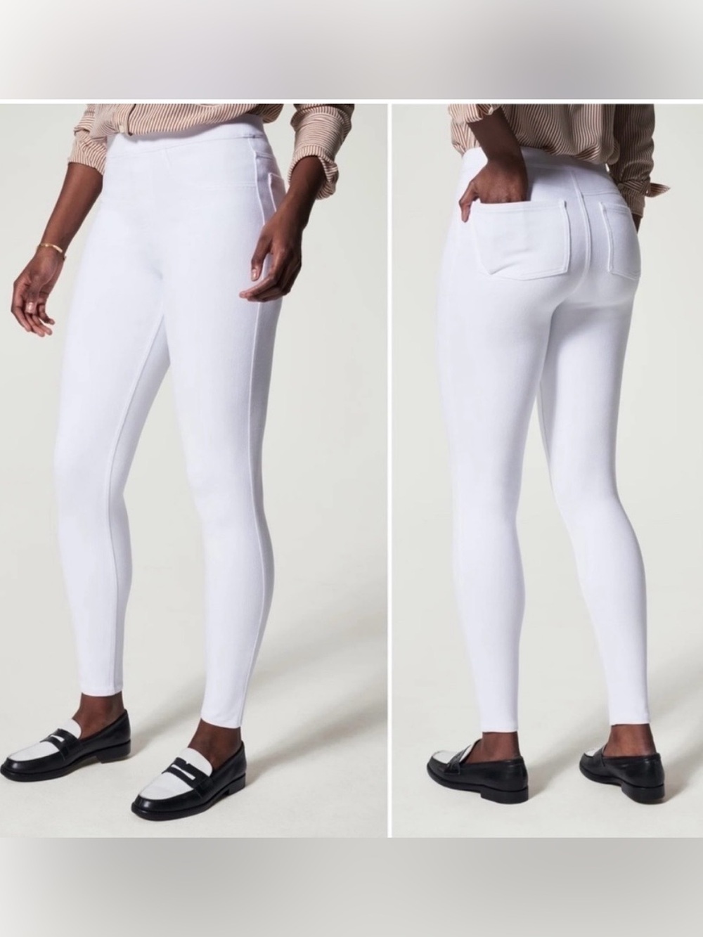 NWT SPANX White High-Waist Skinny ankle Jean-ish leggings medium